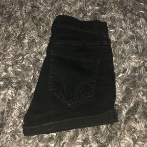 Black denim shorts